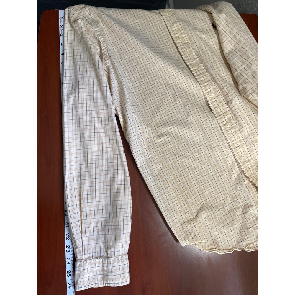 Quiet Luxury Ralph Lauren Plaid Button Down Shirt Tan Cream XL Classic Fit - Picture 8 of 10